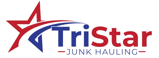 Logo of TriStar Junk Hauling featuring a red and blue star design and bold lettering indicating the company name and service.